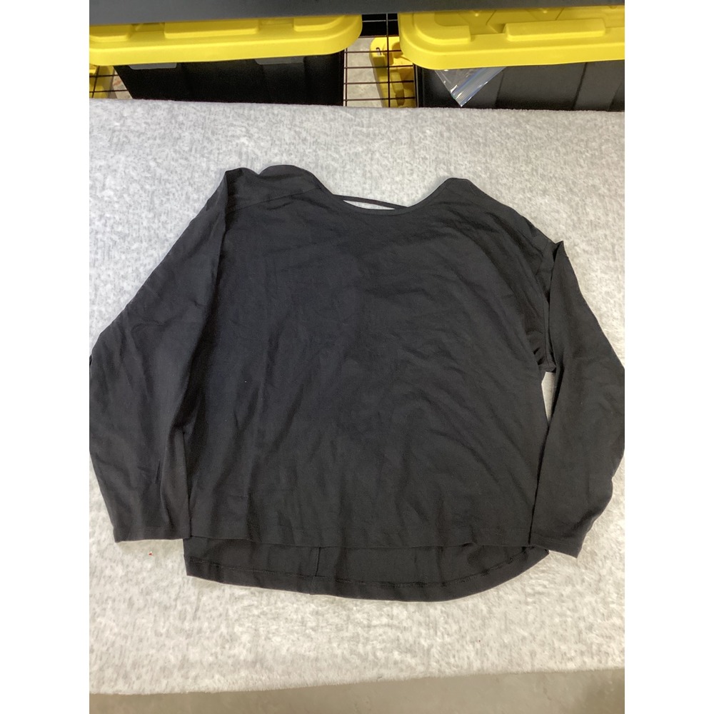 Members Mark Womens Long Sleeve Active Tee Black XXL Keyhole Back SW3203 NWT